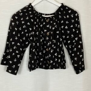 Love & Whimsy Bridgette Square Neck Banded Bottom Top Black